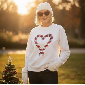 Festive Heart Red Sequins Holiday Sweatshirt